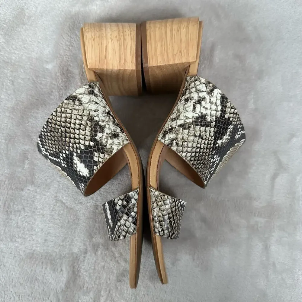 Madewell Shoes Womens 9 Kiera Mule Sandal Snake Embossed Leather Chunky Heel - Picture 4 of 11